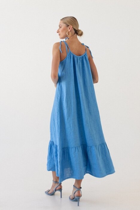 Mėlyna lino suknelė "Summer"