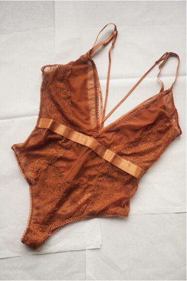 Oh La La Cheri Paris Mustard Lingerie Bodysuit