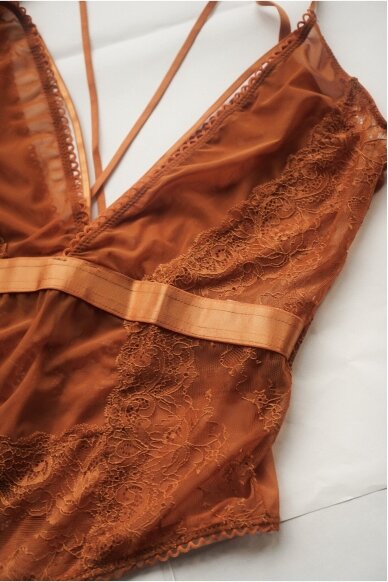 Oh La La Cheri Paris Mustard Lingerie Bodysuit 3