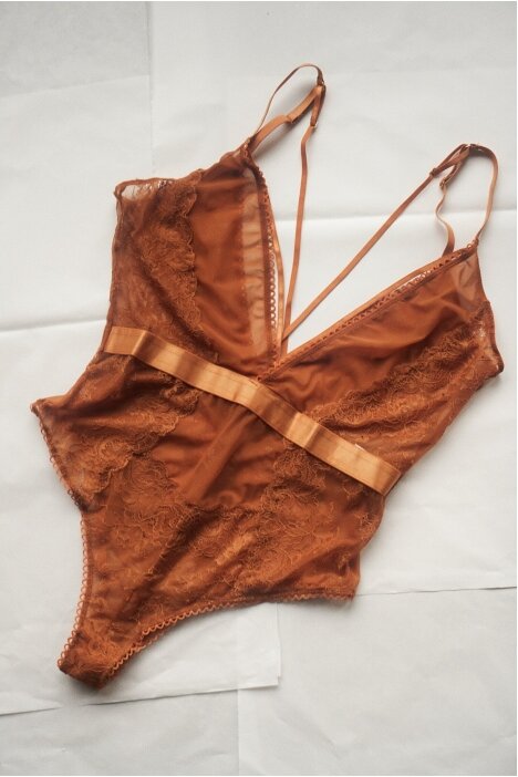 Oh La La Cheri Paris Mustard Lingerie Bodysuit