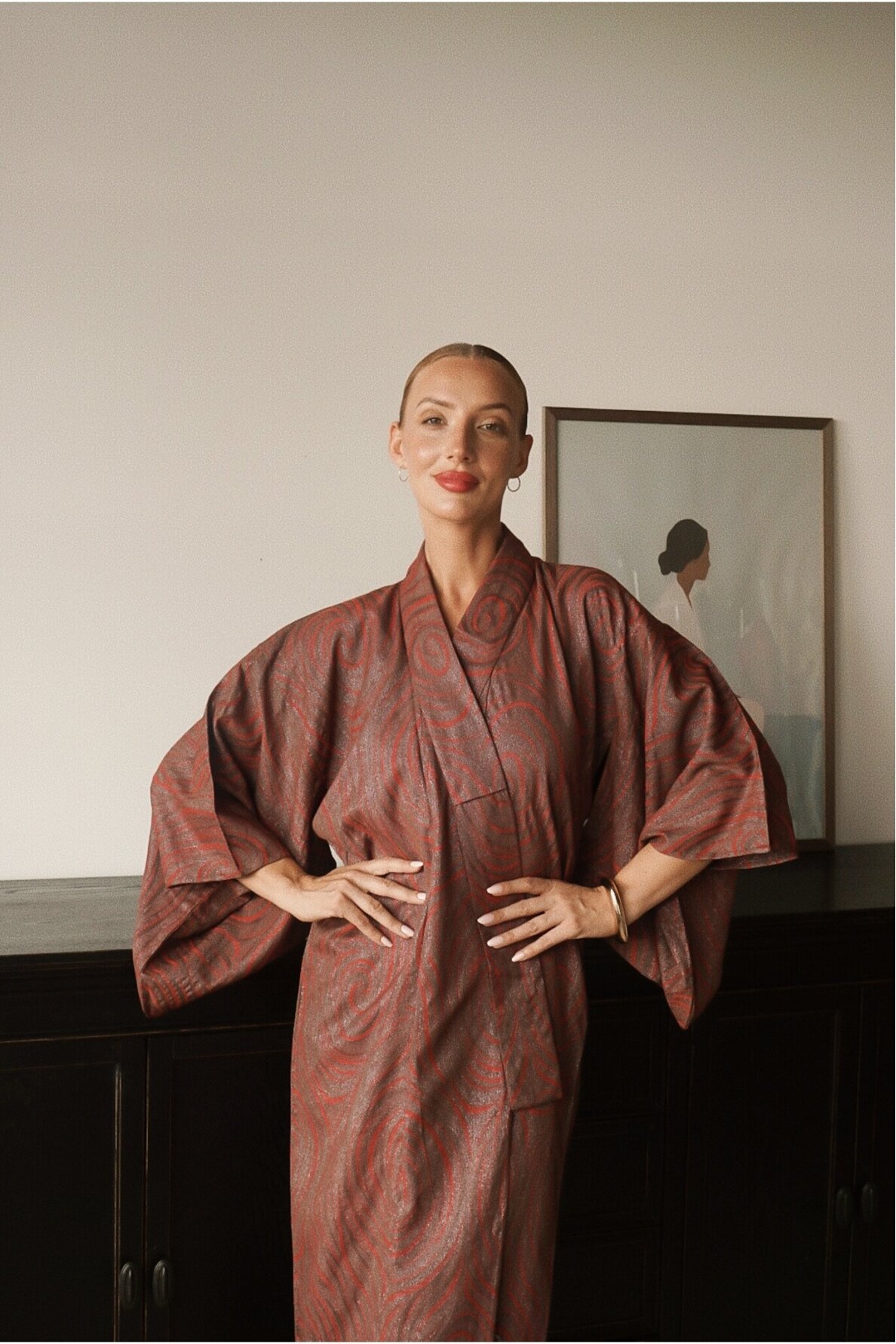 Vintage Authentic Japanese Kimono Hand Made One Size 1