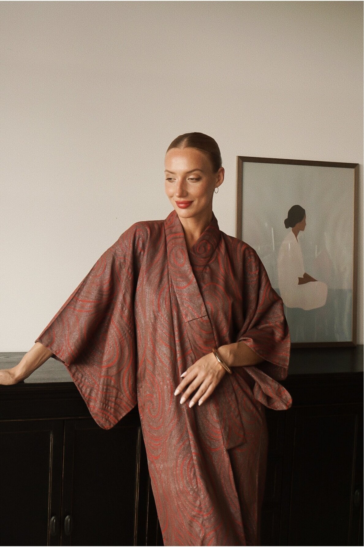 Vintage Authentic Japanese Kimono Hand Made One Size 4 Vintage Authentic Japanese Kimono Hand Made One Size 4