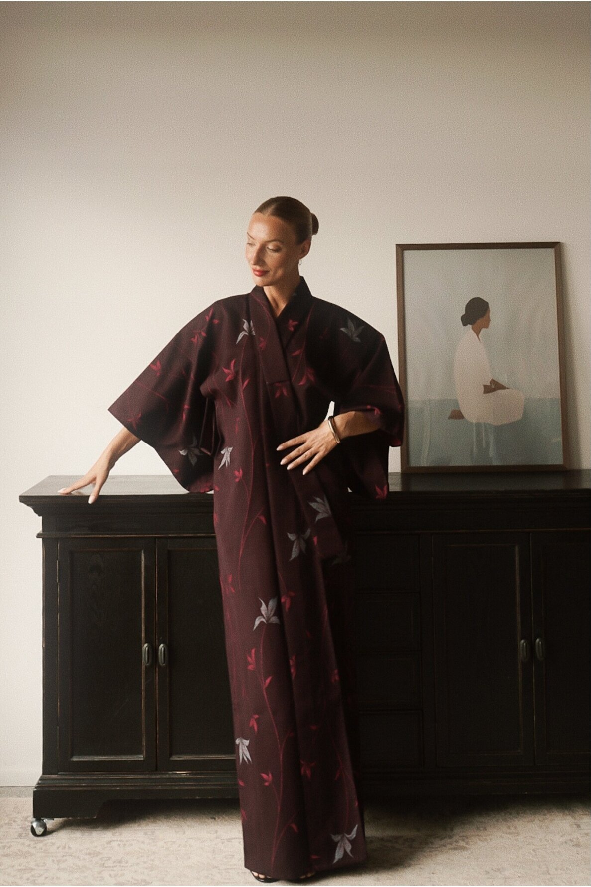 Vintage Authentic Japanese Kimono Hand Made One Size 1