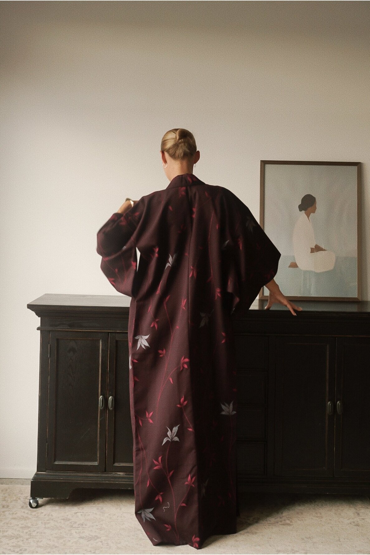 Vintage Authentic Japanese Kimono Hand Made One Size 5