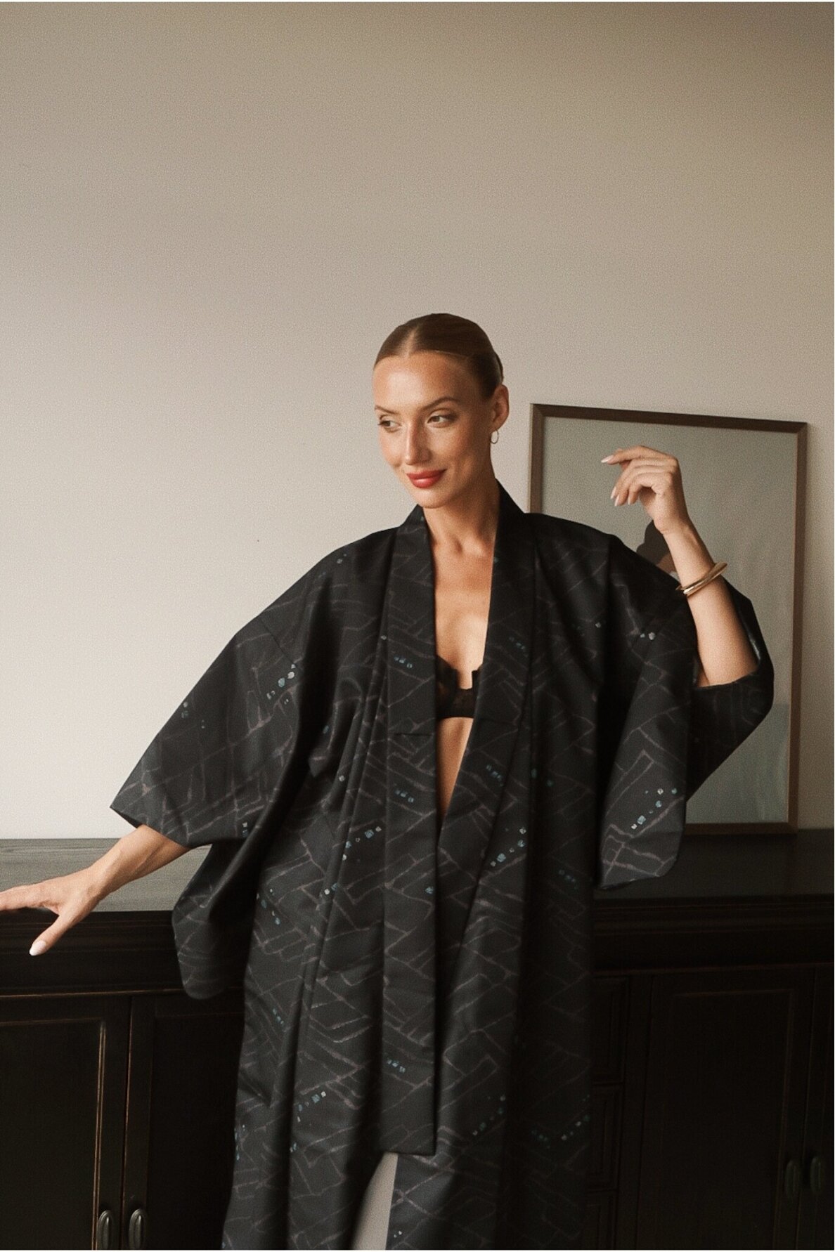Vintage Authentic Japanese Kimono Hand Made One Size 2