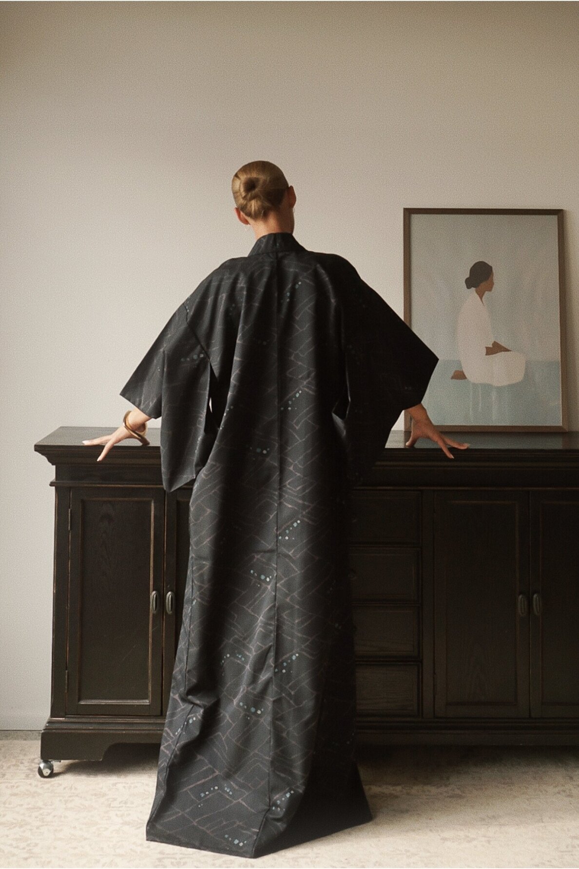 Vintage Authentic Japanese Kimono Hand Made One Size 3