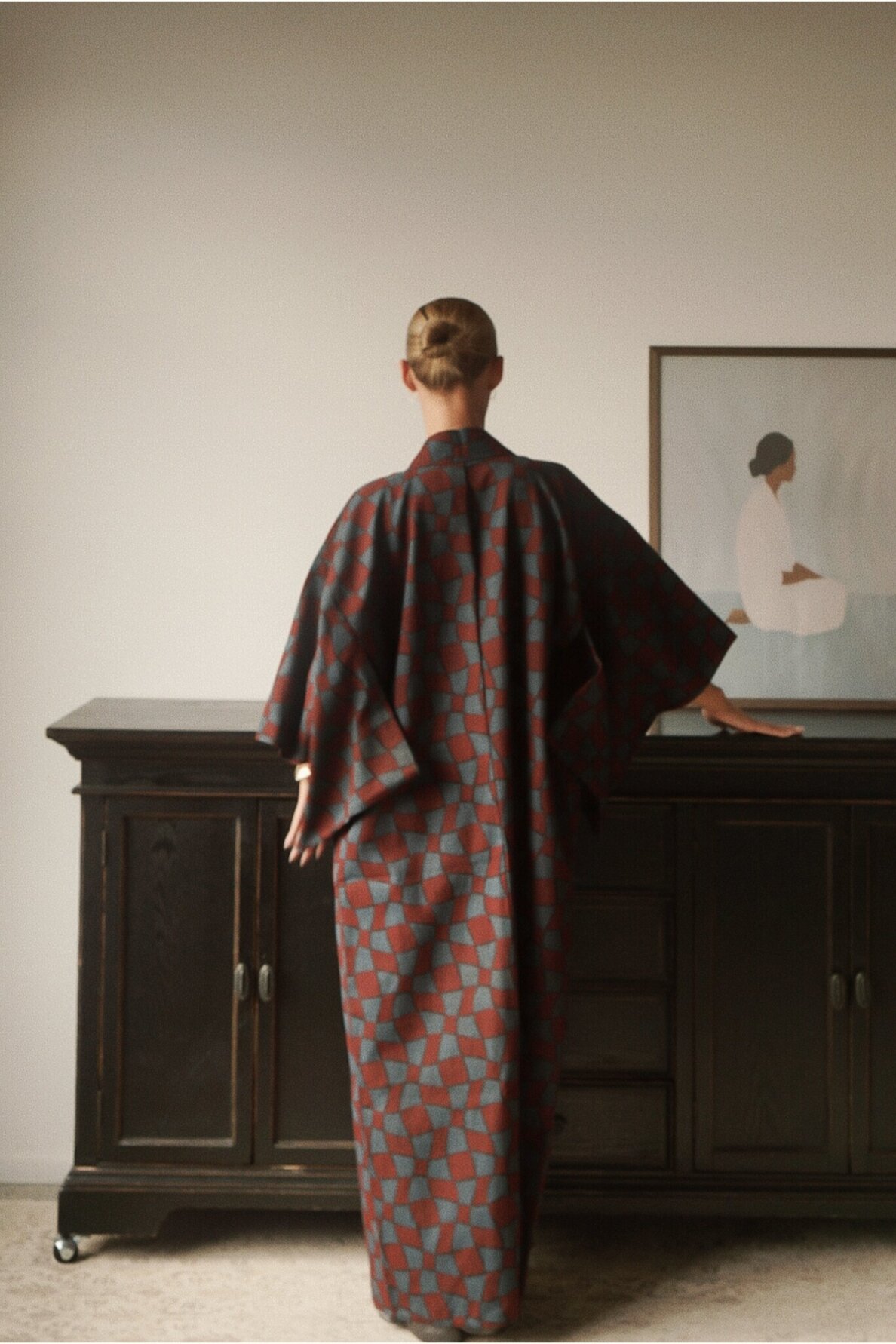 Vintage Authentic Japanese Kimono Hand Made One Size 2 Vintage Authentic Japanese Kimono Hand Made One Size 2