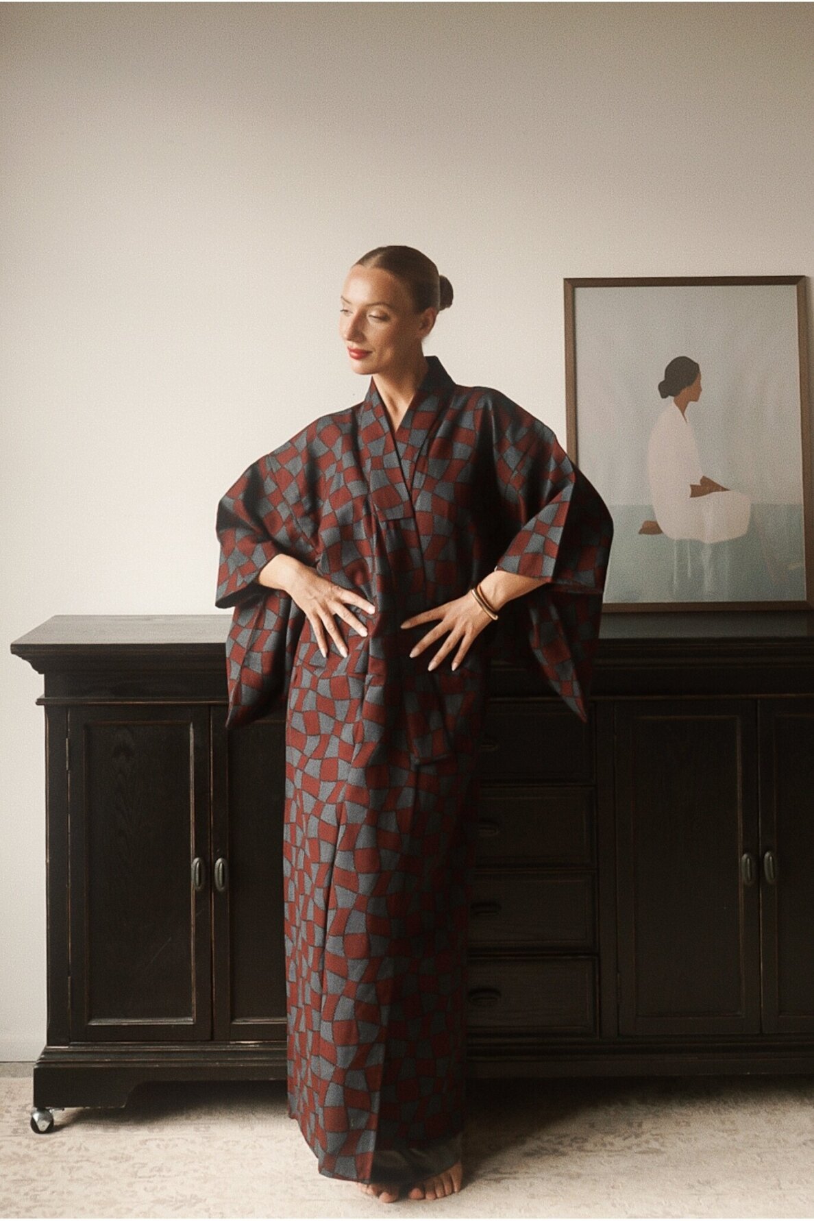 Vintage Authentic Japanese Kimono Hand Made One Size 3
