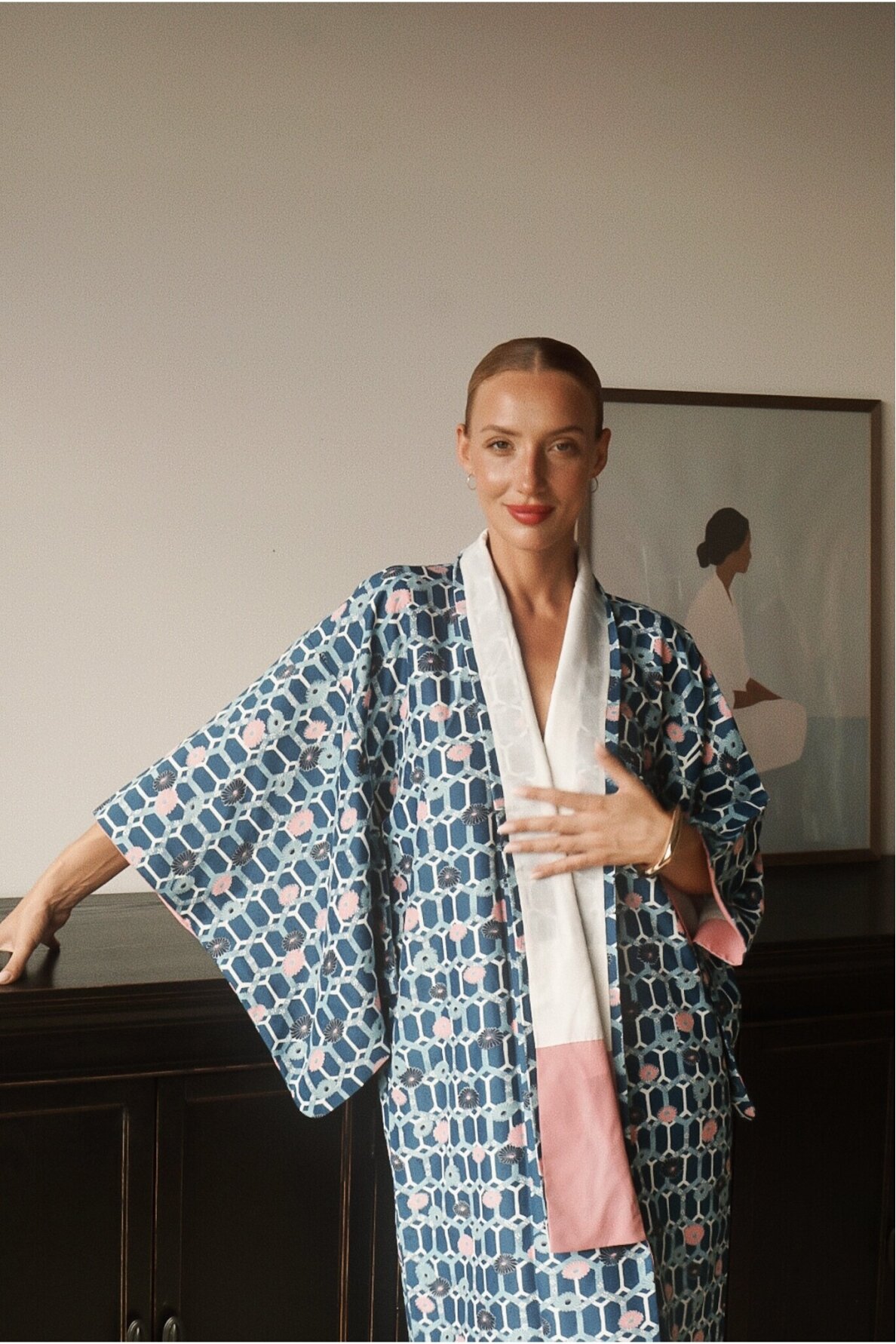 Vintage Authentic Japanese Kimono Hand Made One Size 3