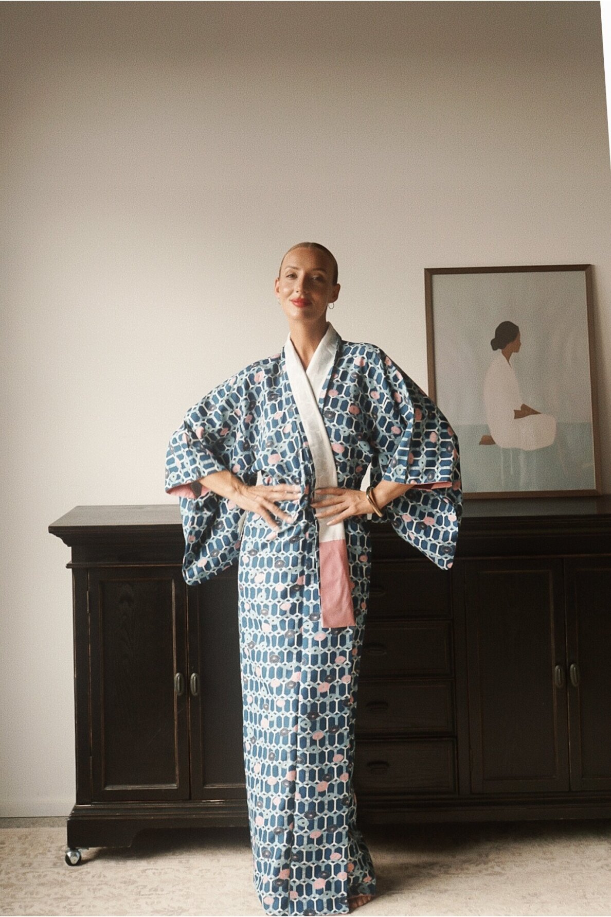 Vintage Authentic Japanese Kimono Hand Made One Size 1