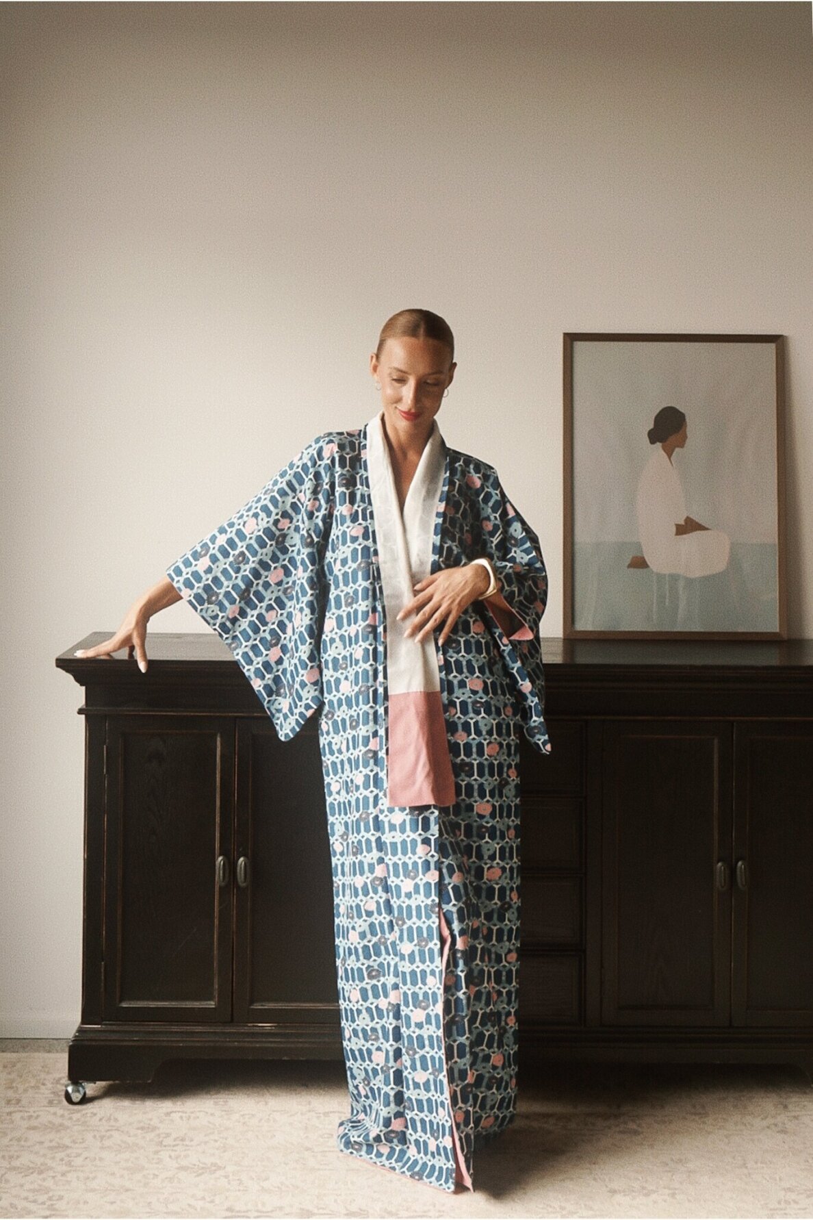 Vintage Authentic Japanese Kimono Hand Made One Size 2