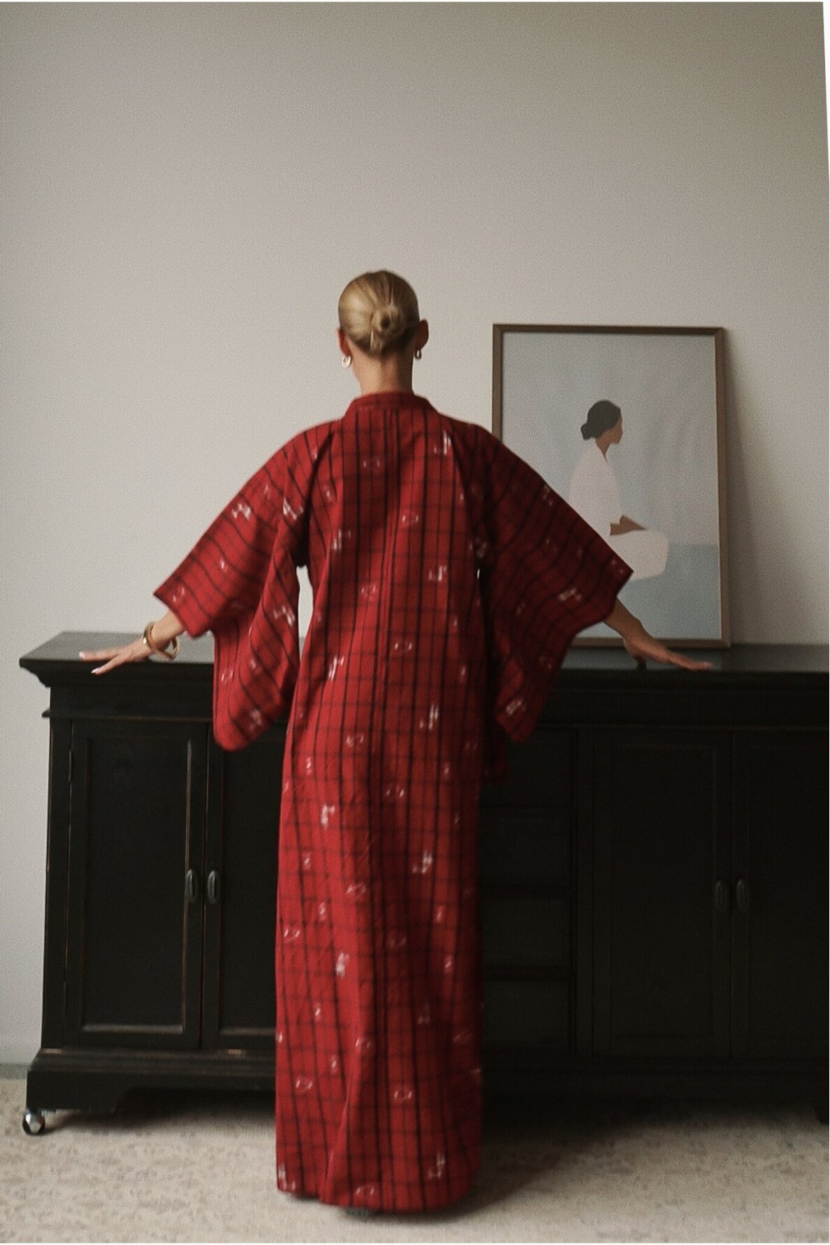 Vintage Authentic Japanese Kimono Hand Made One Size 5
