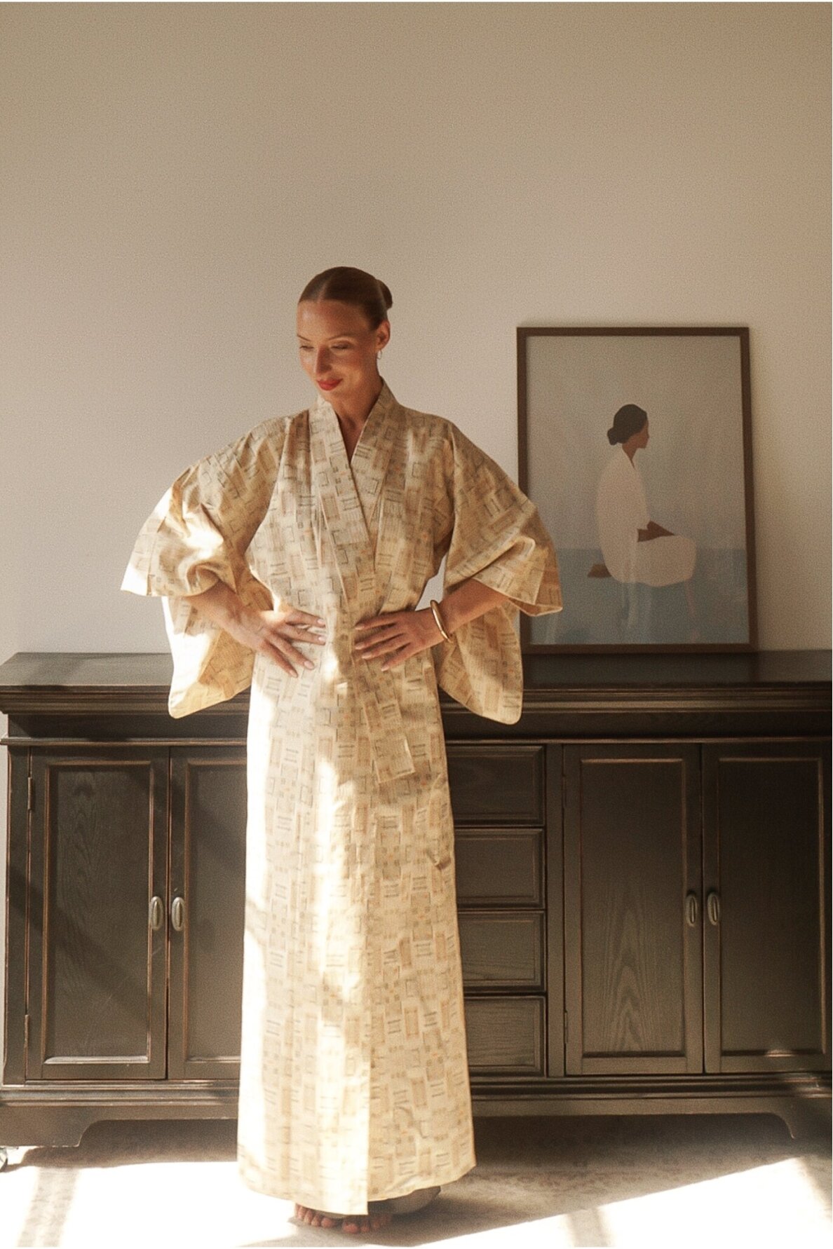 Vintage Authentic Japanese Kimono Hand Made One Size 1