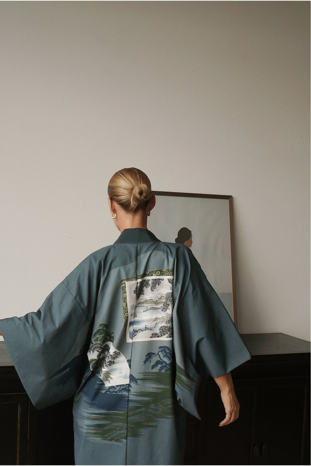 Vintage Authentic Japanese Kimono Hand Made One Size 5