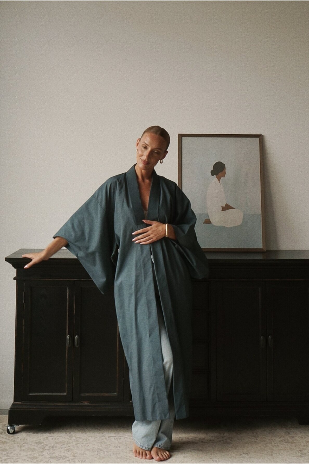 Vintage Authentic Japanese Kimono Hand Made One Size 1