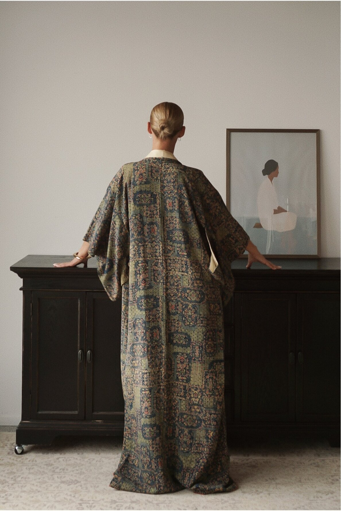 Vintage Authentic Japanese Kimono Hand Made One Size 3