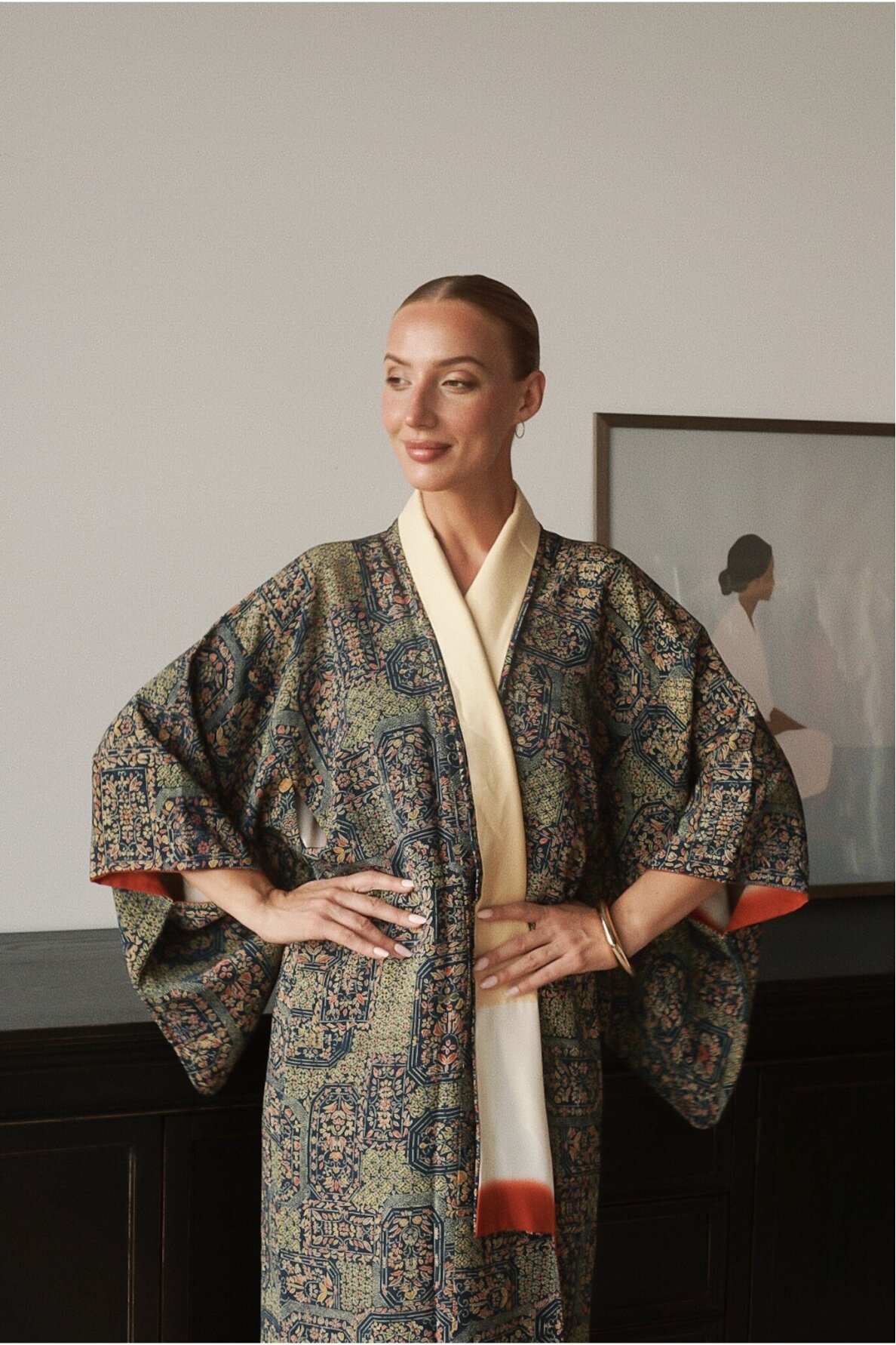 Vintage Authentic Japanese Kimono Hand Made One Size 4 Vintage Authentic Japanese Kimono Hand Made One Size 4