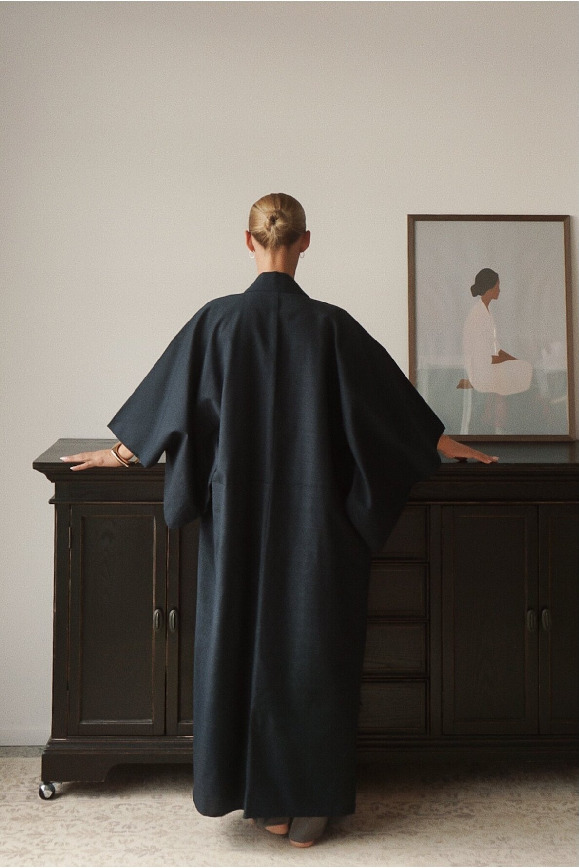 Vintage Authentic Japanese Kimono Hand Made One Size 2 Vintage Authentic Japanese Kimono Hand Made One Size 2