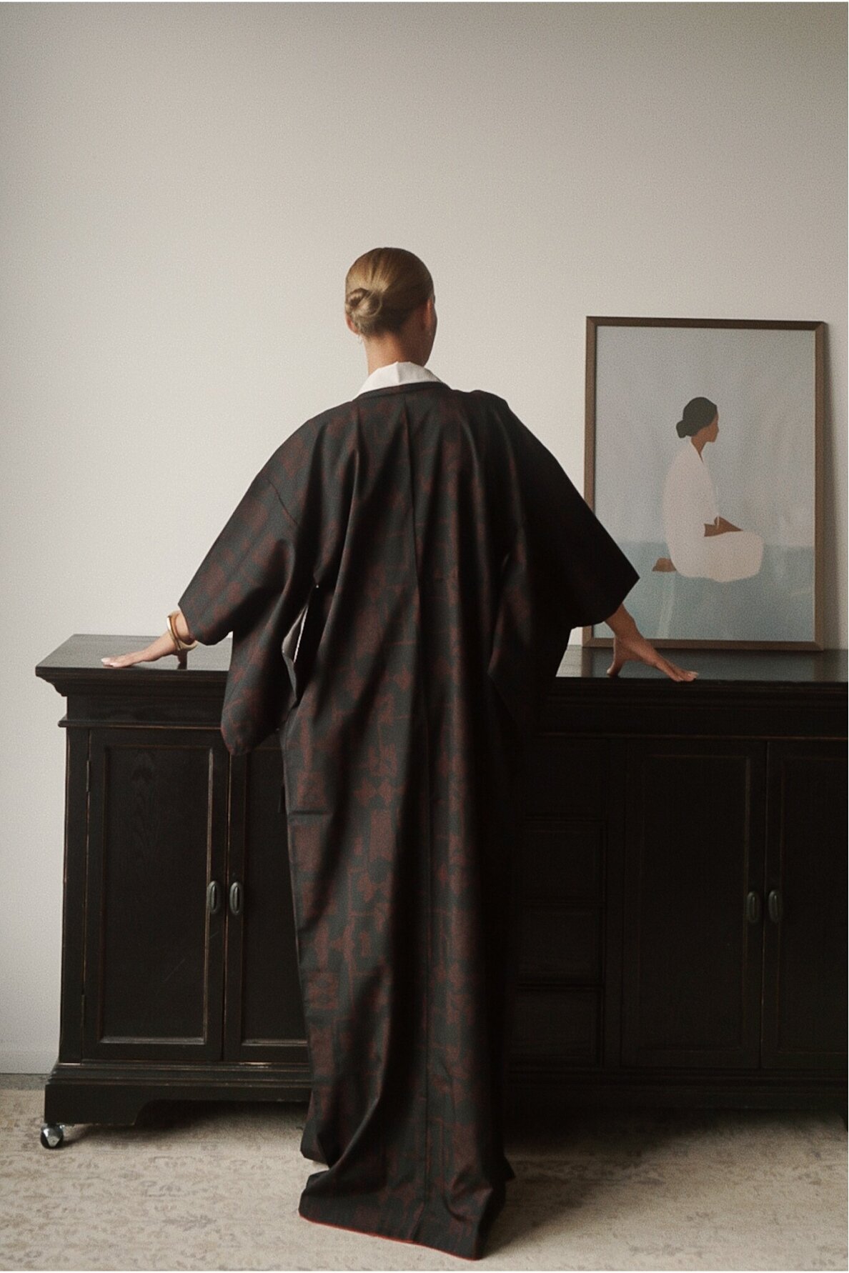 Vintage Authentic Japanese Kimono Hand Made One Size 4