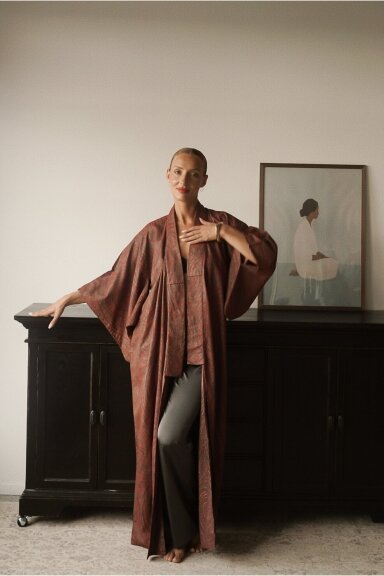 Vintage Authentic Japanese Kimono Hand Made One Size