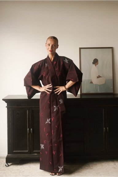 Vintage Authentic Japanese Kimono Hand Made One Size