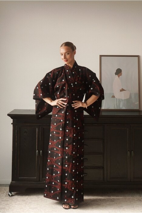Vintage Authentic Japanese Kimono Hand Made One Size