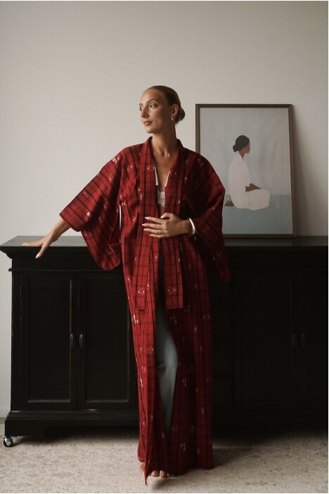 Vintage Authentic Japanese Kimono Hand Made One Size