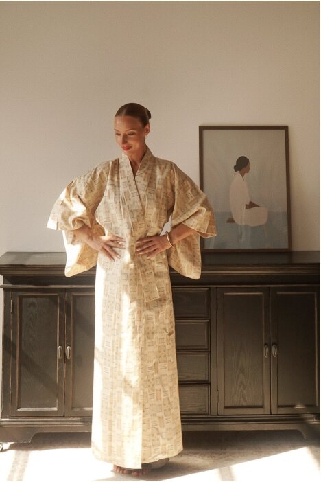 Vintage Authentic Japanese Kimono Hand Made One Size