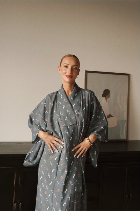 Vintage Authentic Japanese Kimono Hand Made One Size