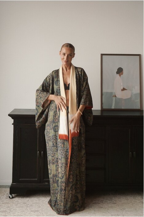 Vintage Authentic Japanese Kimono Hand Made One Size