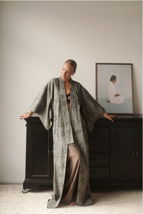 Vintage Authentic Japanese Kimono Hand Made One Size