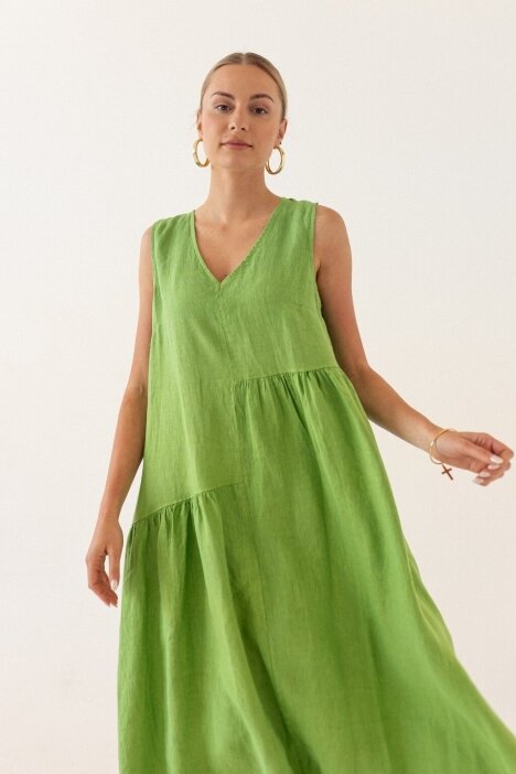 Žalia  lino suknelė "Vacation "